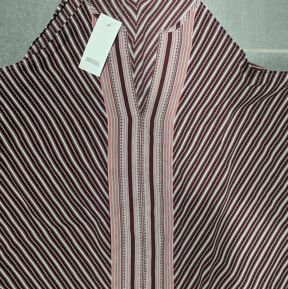 LOFT Pink and Burgundy Striped Halter Tank - Picture 4 of 9